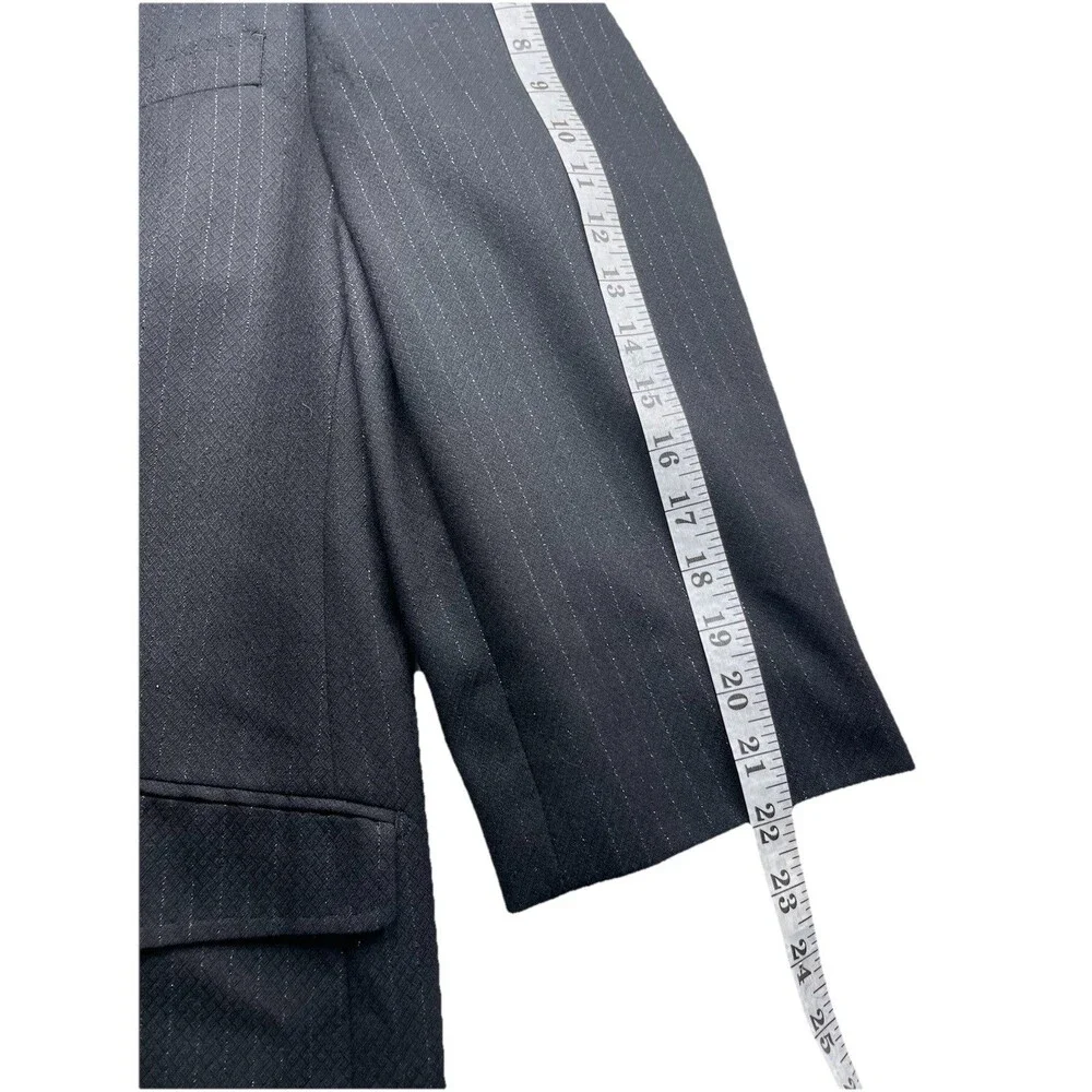 Gianni Uomo Suit Designed in Italy 50R 46x30 Super 120 Black Pinstriped Wide Leg